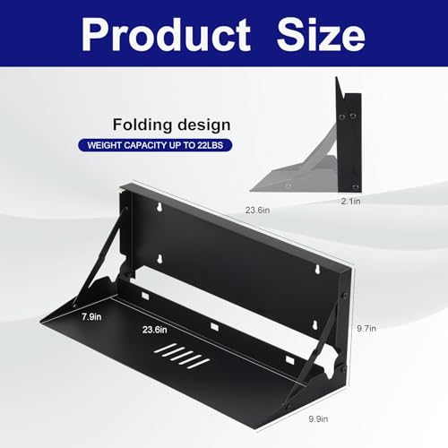 1 Pcs 24 Inch Keyboard Wall Mount Foldable Fits Standard Computer Keyboard Mouse Stand Tray Organizer for Small Offices Apartments, Easy Installation with 4 Screws (Black) - color: Black