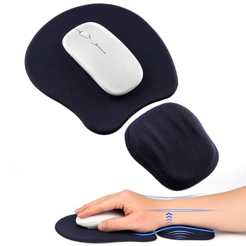 Ergonomic Mouse Pad with Wrist Support, Memory Foam Wrist Rest & Mouse Pad Set, Relieves Wrist Pressure for Comfortable Office & Gaming Use (Ink Blue) - color: Ink Blue