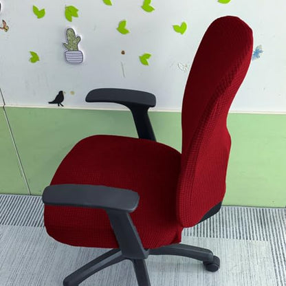 HAPPYDOG 4 Pcs Office Chair Covers Set Stretchable Protective Rotating Computer Chair Seat Covers with Armrest Covers (Red) - color: Red