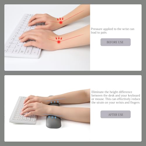 UnivoColors Design-Medium Wave Keyboard Wrist Rest of Medium, Artificial Sheepskin+Memory Foam+Ergonomic+Anti-Slip Gel, Resilience Support During Work and Gaming,Keyboard Accessory,Grey - color: Kr_grey, style: Keyboard Wrist Rest Medium