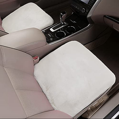 2Pack Car Front Seat Cushion, Soft Warm Faux Rabbit Fur Winter Auto Seat Cover, Fluffy Plush Vehicle Seat Protector Pad with Non-Slip Backing, Car Accessories for Home and Office Chair (Beige) - color: Beige