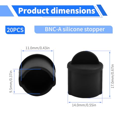 BNC-A Plug Protective Cover 20 Pcs Anti-Dust Protector Caps, Plug Protector Caps for BNC-A Female Ports and Computers Black Silica Gel - color: Black, size: BNC-A