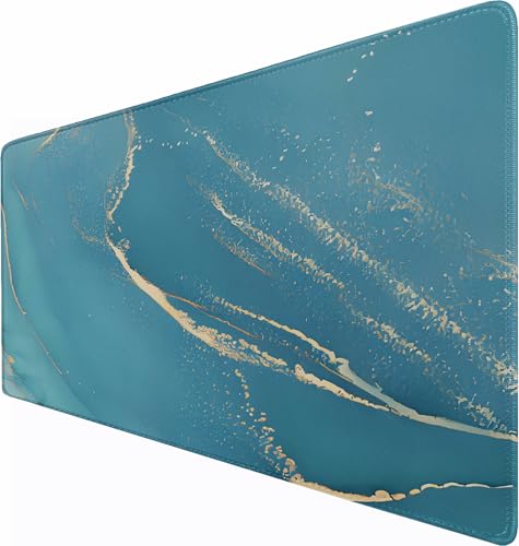 Large Gaming Mouse Pad, 31.5" x15.7" Large Mat with Superior Micro-Weave Cloth, Water Resist Keyboard Mousepad with Non-Slip Base, Laptop Pad for Office Home Gaming, Marble Blue - color: Marble Blue, size: 31.5" x 15.7"