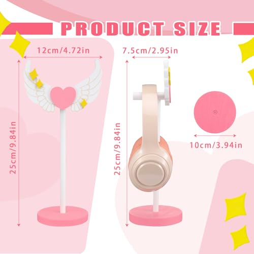 Kingdder Wings Headphone Stand Cute Wood Headphone Stand Adorable Headset Holder Accessories Gamer Gifts for Teenage Teacher Women Girlfriend Office Worker Wife Gamer Room Office Desk - style: Wings