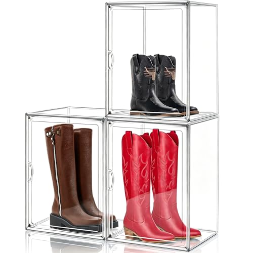 Clear Tall Boot Storage Box, Organizer for Ankle Boots and Booties | Fits Men/Women Shoes Size 15.Designed for ankle boots,short fashion boots.Clear stackable storage with dustproof protection. - color: Clear, size: XX-Large