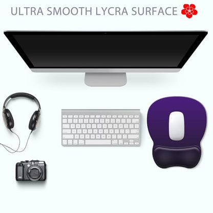 Ergonomic Mouse Pad with Wrist Rest, Comfortable Gel Concave Mouse Pad with Non-Slip Base, Pain Relief Mouse Pads with Smooth Wrist Support for Office & Home (Deep Violet) - color: Deep Violet