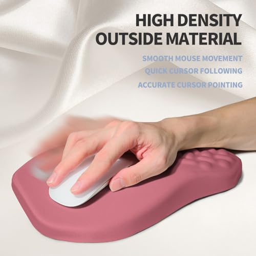 Ergonomic Raised Mouse Pad Wrist Support with Bilateral Slope Memory Foam Mousepad for Wrist Rest and Carpal Tunnel Pain Relief 11.8x7.9〃 Melon Pink - color: Melon Pink