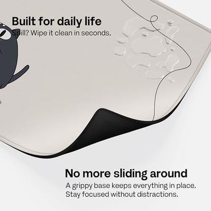 Pixio Mouse Pads - 36 x 16 inch XXL Playful Cats (Center) Beige Multifunctional Large Desk Mats for Gaming, Office, Desktop Anti-Slip Waterproof Washable Computer Mouse Mat - color: Beige Playful Cats (Center)