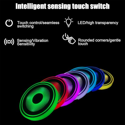 Mandark LED Car Cup Holder Lights, 2PCS Waterproof 7 Colors Changing Vehicle USB Charging Coaster Pad, Auto Interior Atmosphere Lamp Cup Mat Accessories, Universal for SUV Sedan Truck