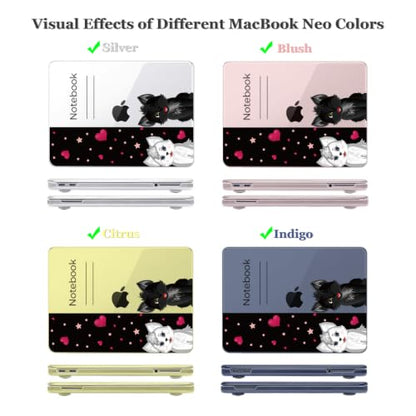 Ultra Slim Lightweight Hard Shell for 2026 MacBook Neo 13 (A3404, A18 Pro), All-in-One 5 Piece Protective Kit, Notebook & Cat Pattern - color: Cat & Lover
