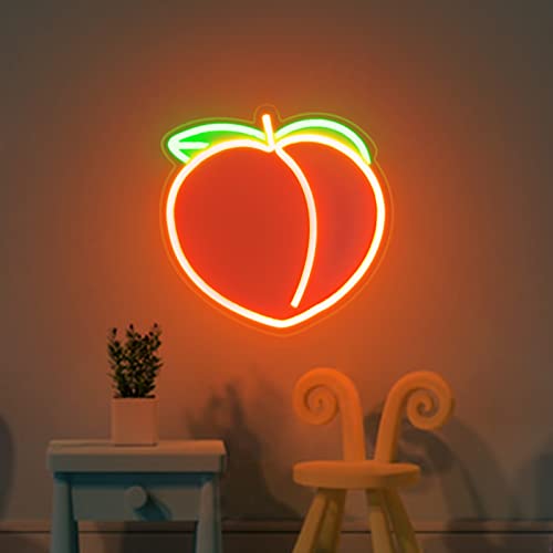 Peach Neon Sign LED Neon Light Wall Decor Fruits USB Powered Dimmable Light Up Signs Handmade Sign Neon Light for Home Bedroom Kids Room Party Christmas Decor Peach Sign - color: Peach
