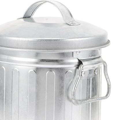VILLCASE Mini Metal Bucket with Lid, 7.5" x 5" Small Garbage Can Trash Bin with Lid, Desktop Metal Rubbish Bin, Table Top Home Wastebasket for Countertop Office Silver Iron