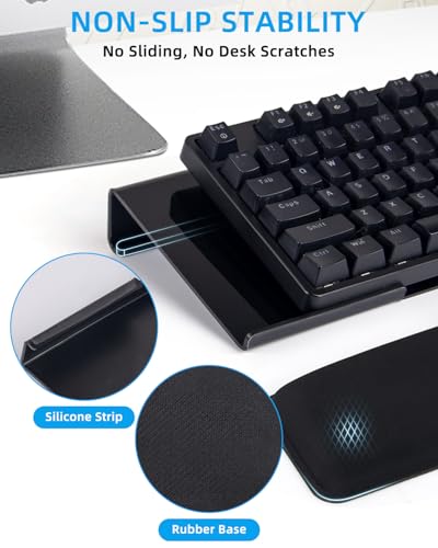 Keyboard Stand with Wrist Rest - Comfortable Wrist Pad for Easy Typing, Keyboard Tray for Office, Home, School (Fits Most Standard Keyboards) (Black) - size: Black