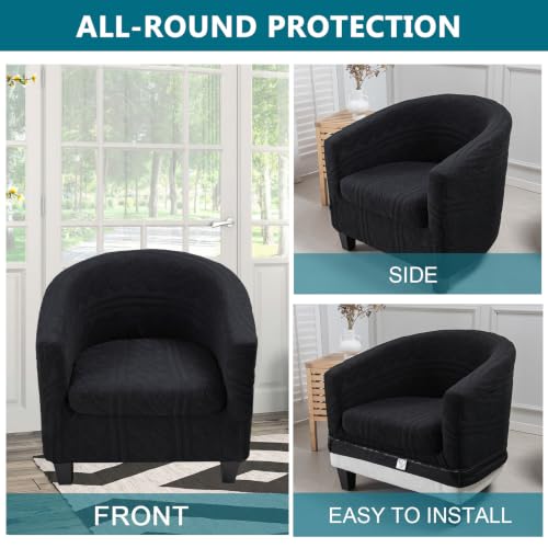 KRFOONN Club Chair Slipcover 2 Piece Stretch Jacquard Round Barrel Chair Covers Removable Tub Chair Slipcover with Elastic Bottom Chair Coverings Furniture Protector Cover for Living Room, T8 - color: Color T8