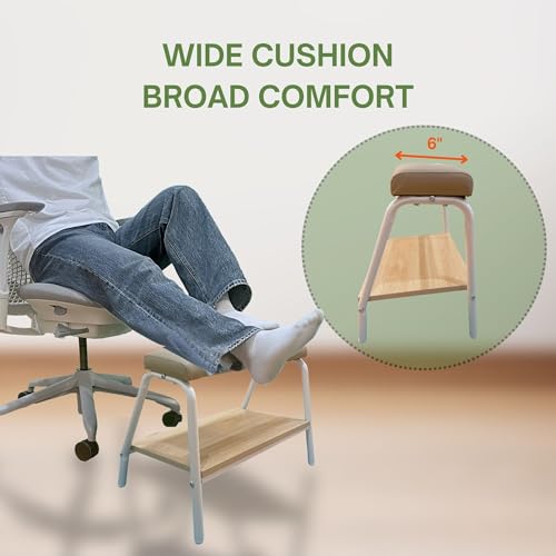 Double Step Footrest Under Desk Versatile Foot Stool Ottoman for Comfortable Desk Work Office Life (White) - color: White