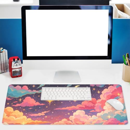 Dreamy Clouds Gaming Mouse Pad Magical Star Night Mousepad XL Large Gaming Mouse Pad Laptop Keyboard Mat Desk Pad Office Computer Keyboard Laptop 31.5"x11.8" - color: Dreamy Clouds, size: 31.5L x 11.8W inches