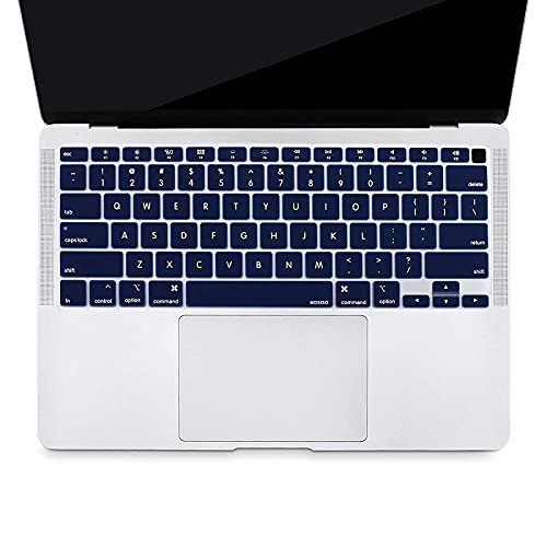 MOSISO Keyboard Cover Compatible with MacBook Air 13 inch 2022 2021 2020 Release A2337 M1 A2179 Retina Display with Touch ID Backlit Magic Keyboard, Waterproof Protective Silicone Skin, Navy Blue - color: Navy Blue