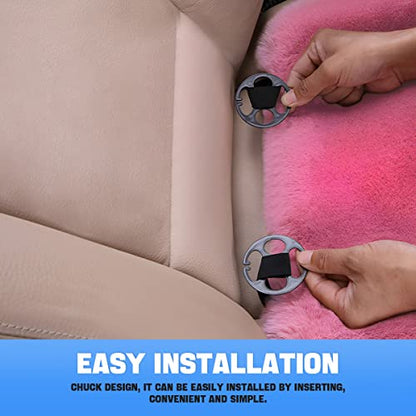 2Pack Car Front Seat Cushion, Soft Warm Faux Rabbit Fur Winter Auto Seat Cover, Fluffy Plush Vehicle Seat Protector Pad with Non-Slip Backing, Car Accessories for Home and Office Chair (Pink) - color: Pink
