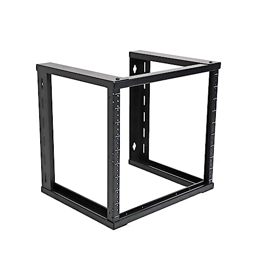 AEONS 9U Open Frame Wall Mount 19-Inch IT Network Server A/V Equipment Rack 16" Depth 12-24 Threaded 2-Post Mounting, Black - style: 9U-16"D