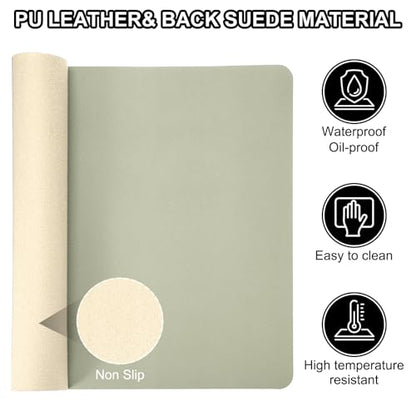 Patikil Desk Mat, 48x17 Dual Sided, Waterproof PU Leather, for Office & Home, Green - color: Green, size: 48"x17"