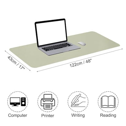 Patikil Desk Mat, 48x17 Dual Sided, Waterproof PU Leather, for Office & Home, Green - color: Green, size: 48"x17"