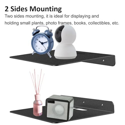 Small Floating Shelf, Wall Shelf, Metal Floating Shelves for Echo, Cameras, Small Speaker, Wall Shelves for Bathroom, Living Room, Bedroom (Black 1pcs 9x6 inch) - color: Black 1pcs 9"x6"