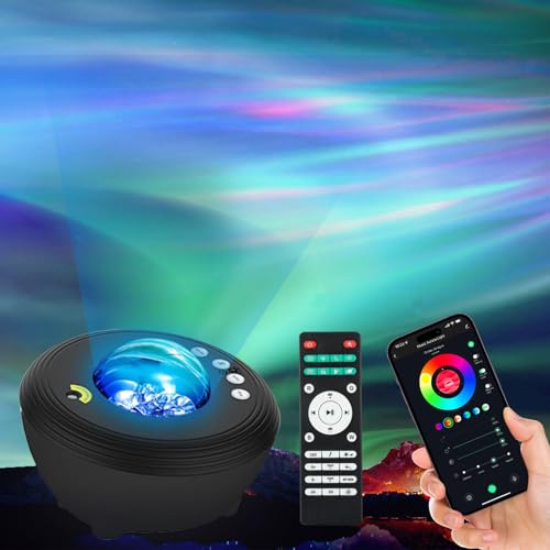 Star Projector Galaxy Light Projector with 33 Lights, Bluetooth 5.0 Speaker, Sound Machine Night Light, Smart WiFi Aurora Projector with IR Remote, Timer for Kid Adult Bedroom/Ceiling/Party - color: Black