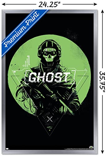Trends International Call of Duty: Modern Warfare 2 - Ghost Emblem Wall Poster, 22.375" x 34", Silver Framed Version - color: Silver Framed Version, size: 34"L x 22.4"W