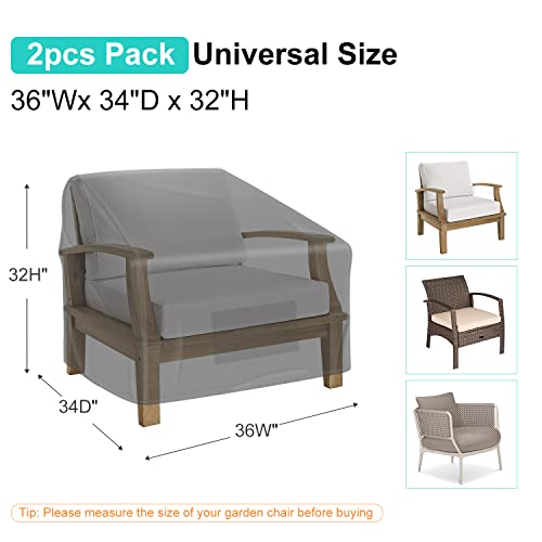 Patio Chair Covers for Outdoor Furniture Waterproof 2 Pack, Lawn Chair Covers Heavy Duty Oxford Cloth, Large Covers for Lounge Lawn Deep Seat Black 36" W×34" D×32" H - color: Black, size: 36" W x 34" D x 32" H