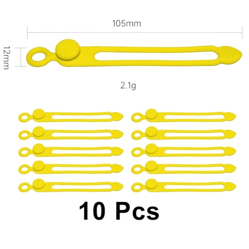 TENOC Silicone Cable Ties 10 Pcs Yellow Reusable Cable Holder Elastic Cord Straps Flexible Wire Organizer for Phone Tablet Charging Cable and Headset or Others - color: Yellow, size: 4.2 Inch 10 Pcs