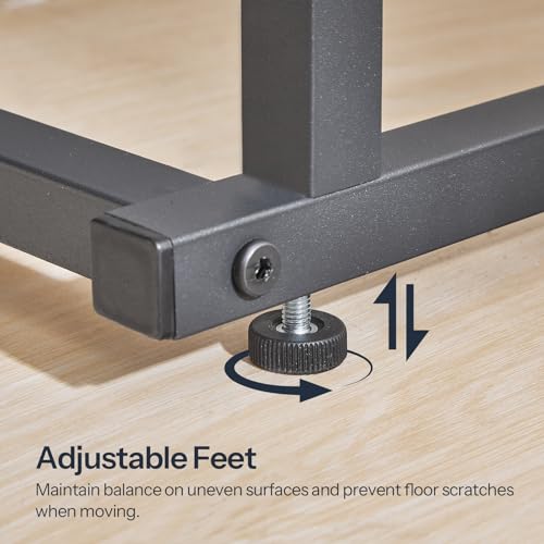 HOOBRO C-Shaped End Table with Charging Station, Adjustable Height Sofa Tray Side Table, Slide Under Couch Arm Table, Small C Side Table for Small Space in Living Room, Bedroom, Rustic Brown BF71USF01 - color: Rustic Brown + Black