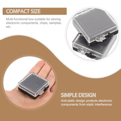 5Pcs Anti-Static Chip Case Electronic Component Organizer Multi-Functional Storage Box with Transparent Top and Anti-Static Sponge for Electronic Parts and Samples Waterproof Safety Airtight