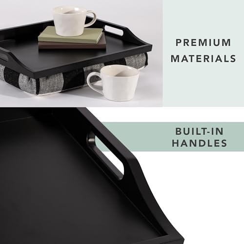 ROSSIE HOME Wood Bed Tray Lap Desk with Detachable Cushion, Serving Tray - Buffalo Check - Fits up to 15.6 Inch Laptops - Style No. 76108 - color: Buffalo Check, size: Single Tray