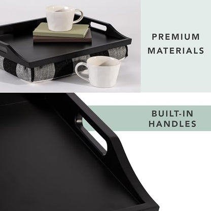 ROSSIE HOME Wood Bed Tray Lap Desk with Detachable Cushion, Serving Tray - Buffalo Check - Fits up to 15.6 Inch Laptops - Style No. 76108 - color: Buffalo Check, size: Single Tray
