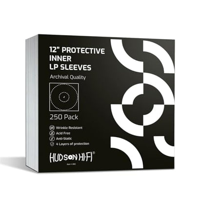 Hudson Hi-Fi Anti-Static Vinyl Record Sleeves - Durable Clear Disc Sleeves- Protect Your LP Albums from Scratches, Dust & Dirt - Acid-Free Rice Paper Disc Covers, 250x Inner Sleeves - size: 250 Inner Sleeves