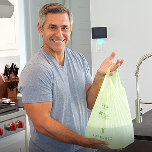 SUPERBIO 3 Gallon Compostable Food Waste Bags, 80 Count, Food Scrap Bags with Handles, ASTM D6400, BPI and OK compost INDUSTRIAL - color: 3 Gallon with Handles, 80 Count