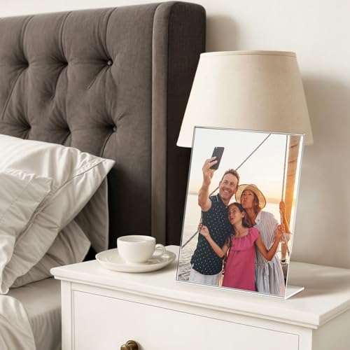 3 Pack Acrylic Sign Holder 8.5x11 Inches, Clear Display Holder, L-Shape Vertical Menu Holder Stand, Flyer Display Stand, Table Paper Holder, Plastic Sign Display Stand for Restaurants, Store, Office