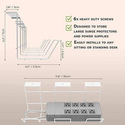 Compact Under Desk Cable Tray Organizer – Wire Management Set, White (2-Pack, 12") - color: White, size: 12in (2-Pack)