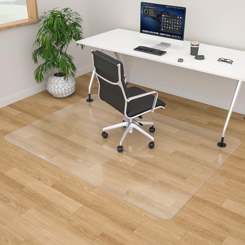 100pointONE Large Office Chair Mat for Hardwood Floor - 46" x 72" Clear Floor Protector Mat for Rolling Chair on Hardwood, Easy Glide Desk Chair Mat for Home & Office - color: Transparent, size: 46" x 72" Rectangular