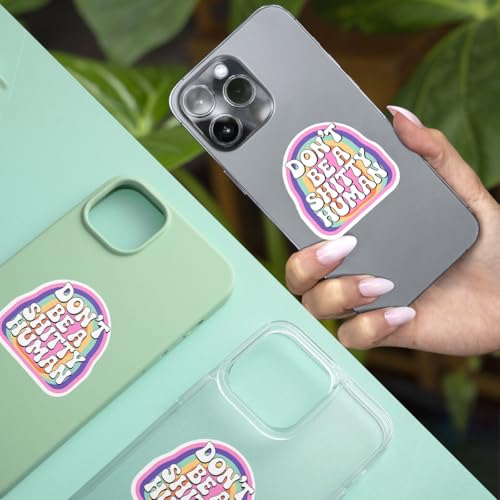 3PCS Don’t Be a Shitty Human Stickers Pack, Retro Rainbow Positive Reminder Quote for Teens & Adults, Stickers Die-Cut Waterproof for Laptop, Water Bottle, Phone, Window, Helmet - size: 4 inch