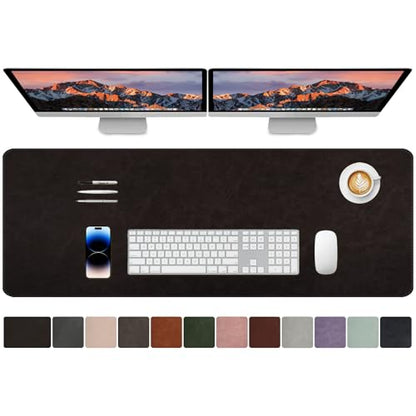 XXLarge Gaming Desk Pad with Stitched Edges - Waterproof Writing Pad Leather Mouse Mat, Non-Slip Base Desk Mat for Office/Home 47"x17" XXL Black - color: Black, size: 47" x 17"