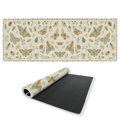 Vintage Insects Desk Mat Gaming Large Mouse Pad Moth Beetle Botanical Nature Mousepads Computer Keyboard Pad Mouse Mat Laptop Mat 31.5 x 11.8 Mouse Pads for Desk Home Office Gaming - color: Vintage Insects, size: 31.5" x 31.5"