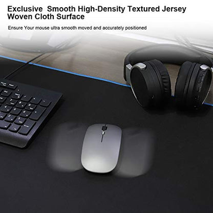 Large Gaming Mouse Pad(35.4x15.7x0.16in), Black Thick Computer Extended Mousepad for Laptop, 35% Larger Smooth Keyboard Mat with Non Slip Blue Rubber Base, Desk Pad with Durable Stitched Edges - color: Exclusive Blue Rubber Base