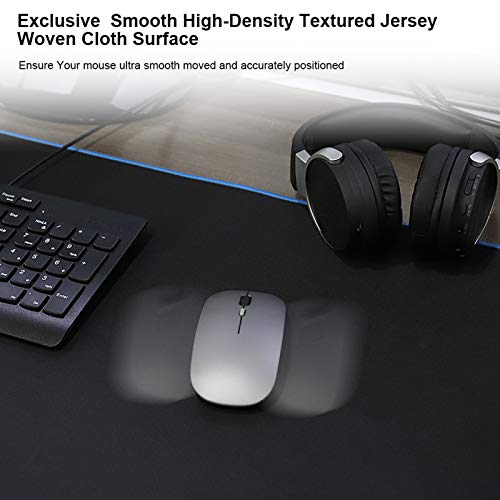 Large Gaming Mouse Pad(35.4x15.7x0.16in), Black Thick Computer Extended Mousepad for Laptop, Smooth Keyboard Mat with Non Slip Rubber Base, Stable Desk Pad Blotter with Durable Stitched Edges - color: All Black Rubber Base