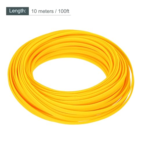 uxcell Expandable Sleeving, 1/4-inch 100ft Cable Sleeve, Yellow - color: Yellow, size: 1/4" x 100 Ft