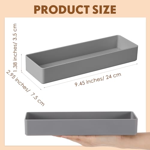Teling 4 Pcs Grey Large Rectangular Desk Organizer Set, Half Accessory Tray, Plastic Tabletop Organizer for Office, Home, or Study, Dimensions: 9.45 x 2.95 x 1.38 Inches - color: Gray