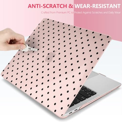 DONGKE Case for MacBook Air 13 Inch (2021-2018 Models A2337 M1/A2179/A1932), Chalk Pink Polka Dots Hard Shell Case with Keyboard Protector, Compatible with Retina Display and Touch ID - color: Chalk Pink Polka Dots