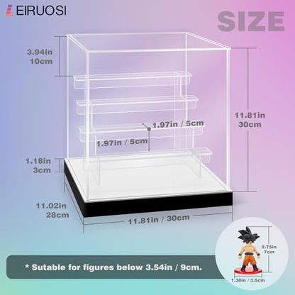 Acrylic Display Case with RGBW LED Light, 5 Tier Clear Display Box, Dustproof Display Cabinet Shelf for Action Figures and Collectibles, Mini Toys, Assembly Showcase (11.81x11.02x12.99in) - size: 5 Tier 11.81x11.02x12.99in