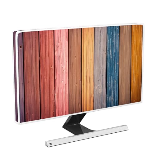 Waterproof Monitor Dust Covers 22,23,24,25 Inch Anti-Static LCD-Silky HD Panel Dust Protective Sleeve Compatible with iMac 24 Inch,22-25 PC,Desktop and TV,Colorful Wooden Board - color: Multicolour-1, size: 22-25 Inch