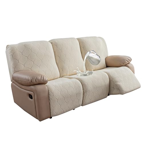 100% Waterproof Recliner Sofa Slipcovers, 3 Pieces Stretch Reclining Couch Covers for 3 Cushion Couch Sofa Pet Friendly Washable Furniture Covers for Dogs, Pets, Kids (Beige, 3 Seater) - color: Beige, size: 68"-88" 3 Seater